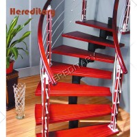 Modern Design Double Keel Steel Wood Arc Staircase for Indoor