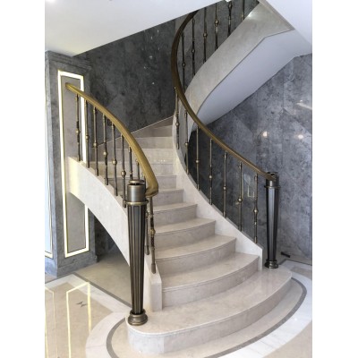 Modern Design Double Keel Steel Wood Arc Staircase for Indoor